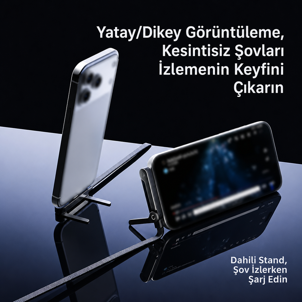 240W Ultra Hızlı Type-C Şarj Data Kablosu Katlanabilir Standlı Ergonomik Tasarım 1.5M Örgülü